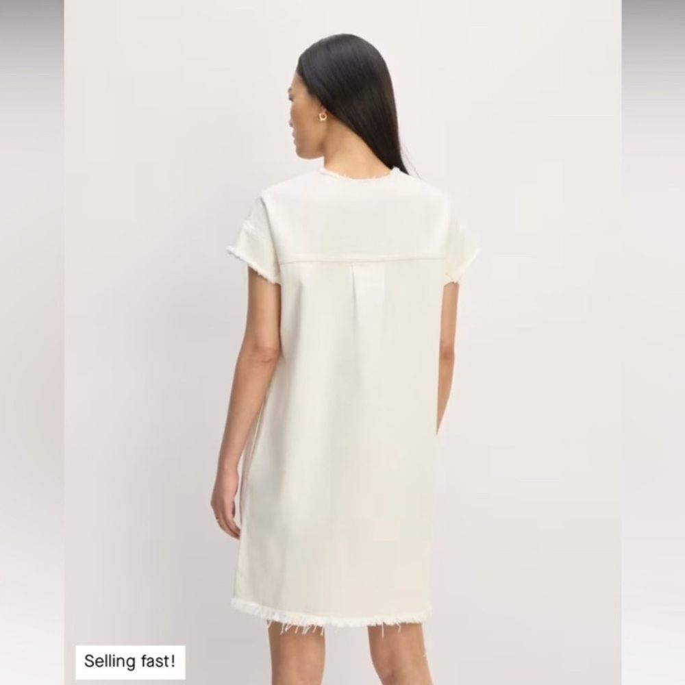 New Everlane The Denim Workwear Shirtdress  Frayed Hem in Bone Size XS - Picture 9 of 10
